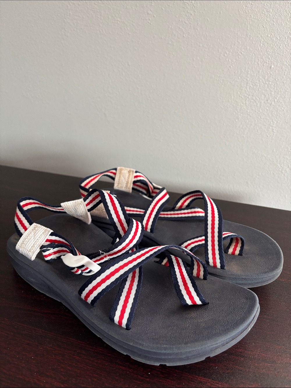 Madden Girl Navy Sandals with Striped Accents